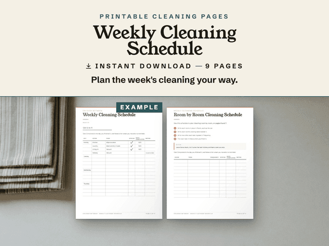 The Weekly Cleaning Schedule, shown as it appears in its Etsy listing.